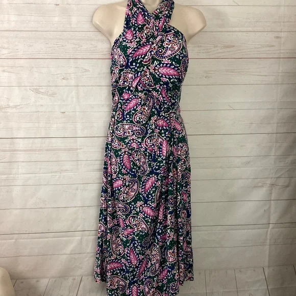 Boden Size 14 Lilah Multi-Way Paisley Print MIDI Dress Pink & Green Boden Size 14 Lilah Multi-Way Paisley Print MIDI Dress Pink & Green